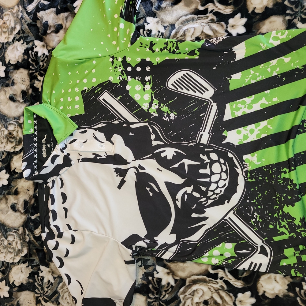 Tattoo Golf Green and Black Polo Shirt with Urban Graphic Design